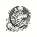wolf howling at the moon tattoo design idea