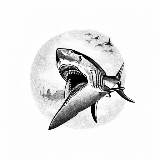 Shark, japanese, lonely tattoo design idea