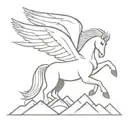 Pegasus, mountain and dove tattoo design idea