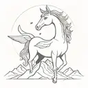 Pegasus, mountain and dove tattoo design idea