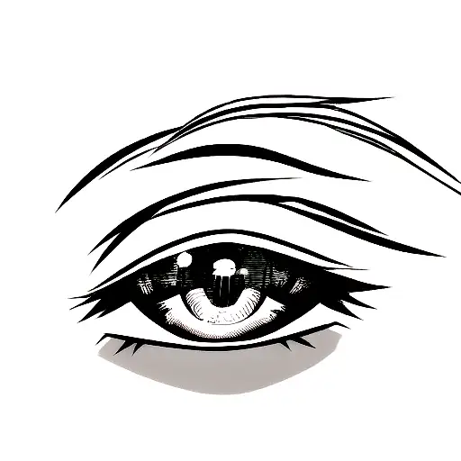 black and white female anime eye tattoo design idea