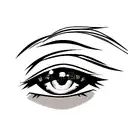 black and white female anime eye tattoo design idea