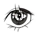 black and white female anime eye tattoo design idea