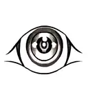 black and white female anime eye tattoo design idea