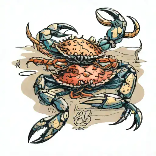 A BBQ cookout on the beach with a family of crabs joining in on the fun tattoo design idea