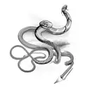 snake with a dagger tattoo design idea