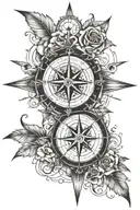 A compass rose with a twist, incorporating elements of travel and the client's favorite wind rose on the forearm tattoo design idea