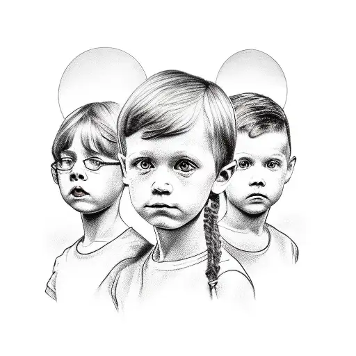 three children tattoo design idea