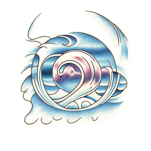 Dumbbell with waves crashing around it tattoo design idea