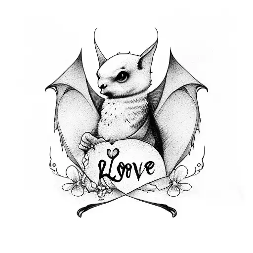 Love fearlessly, bat, forgiveness, dove, unconditional love, wandering monk. tattoo design idea
