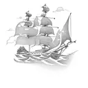 A majestic ship sailing across stormy seas tattoo design idea