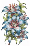 katana red blue spider lily intertwined tattoo design idea