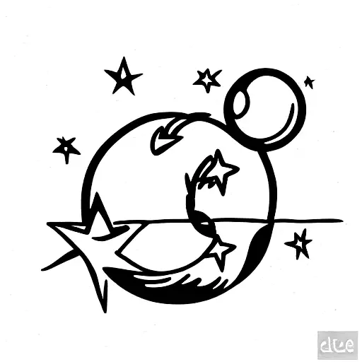 duck, stars, globe tattoo design idea