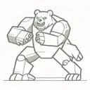 a mega robot fighting a zombie bear  tattoo design idea