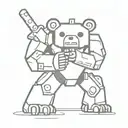a mega robot fighting a zombie bear  tattoo design idea