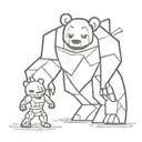 a mega robot fighting a zombie bear  tattoo design idea