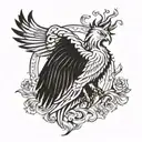 phoenix with lion tattoo design idea