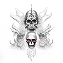 hades with hell hounds tattoo design idea