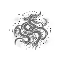 Draco constellation, palm tree, cowboy tattoo design idea