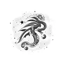 Draco constellation, palm tree, cowboy tattoo design idea