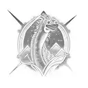 Draco constellation, palm tree, cowboy tattoo design idea