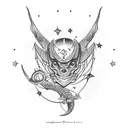 Draco constellation, palm tree, cowboy tattoo design idea