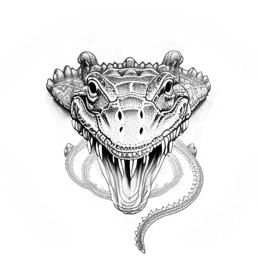 alligator head with horseshoes  tattoo design idea