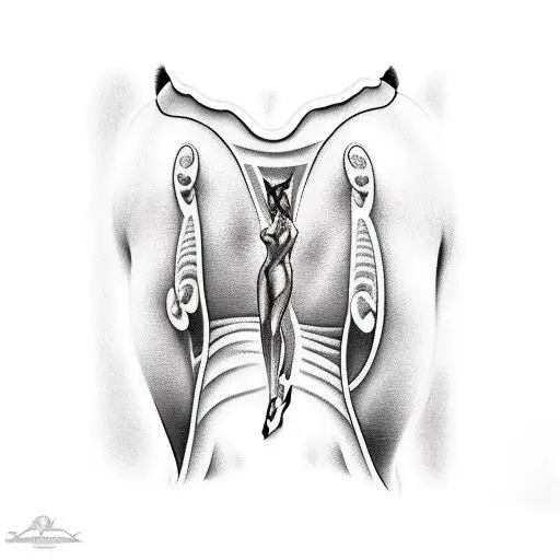 A sexy woman, on her back, legs spread, her fingers in her pussy and anus.  tattoo design idea