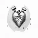 heart with nails in it, with a blank banner tattoo design idea