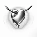 heart with nails in it, with a blank banner tattoo design idea
