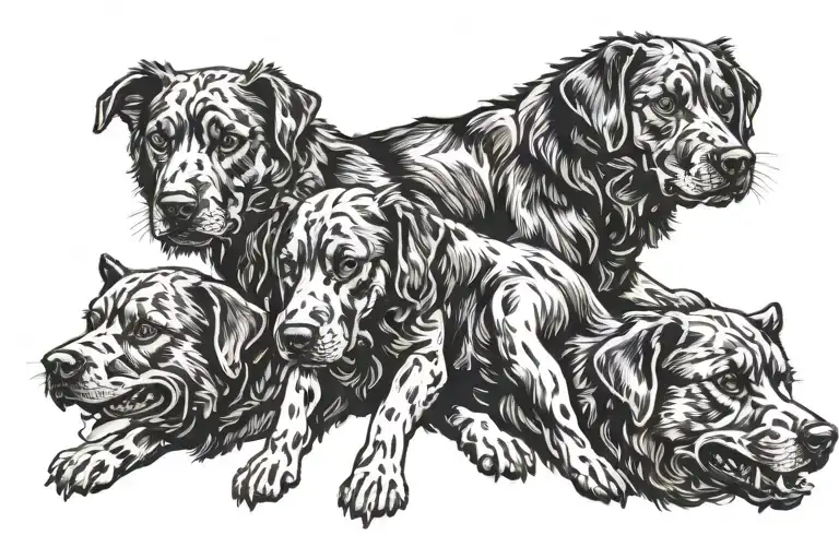 Cerberus 3 dog with 3 heads  tattoo design idea