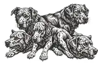 Cerberus 3 dog with 3 heads  tattoo design idea
