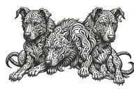 Cerberus 3 dog with 3 heads  tattoo design idea