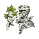 dad and son in sycamore leaf tattoo design idea