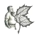 dad and son in sycamore leaf tattoo design idea
