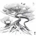 Tree, forest, bird, noodles, tea, plant tattoo design idea