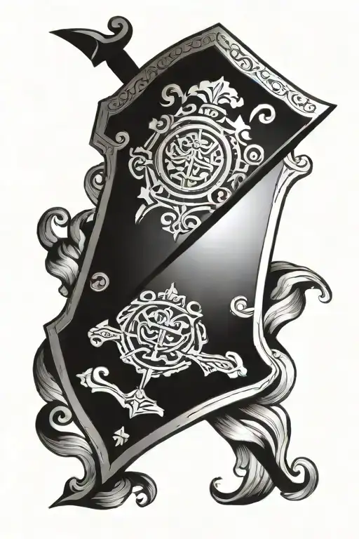 Greek shield with sword tattoo design idea