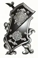 Greek shield with sword tattoo design idea