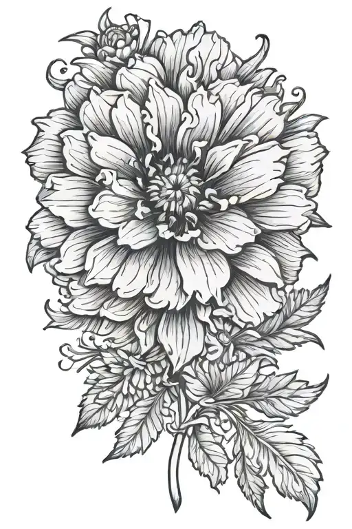 marigold flower cosmo flower tattoo design idea