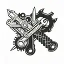 mechanic tools intertwined tattoo design idea