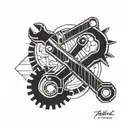 mechanic tools intertwined tattoo design idea