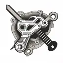 mechanic tools intertwined tattoo design idea