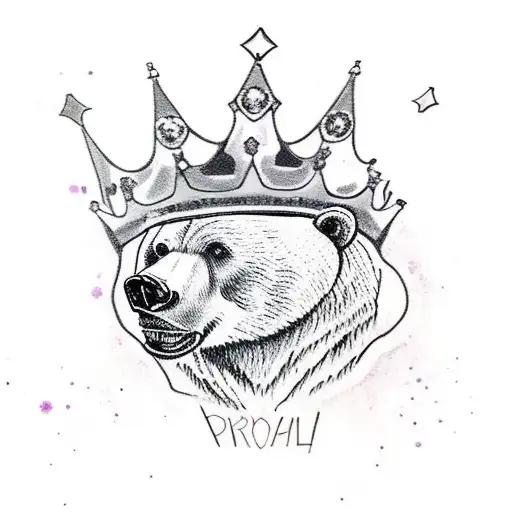 bear skull with a crown tattoo design idea