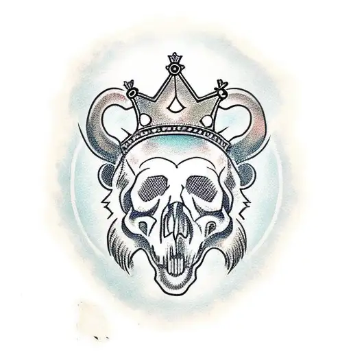 bear skull with a crown tattoo design idea