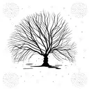 weeping willow tree with trash, polka design and stars tattoo design idea