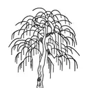 weeping willow tree with trash, polka design and stars tattoo design idea