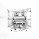 piano with sheet music and the name karla west tattoo design idea