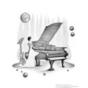 piano with sheet music and the name karla west tattoo design idea