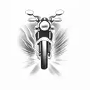 A sleek and powerful motorcycle in full throttle with fire in the wheels tattoo design idea