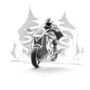 A sleek and powerful motorcycle in full throttle with fire in the wheels tattoo design idea